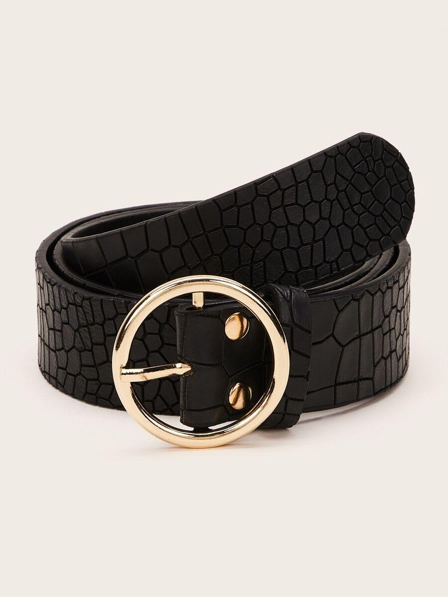 Croc Pattern O-ring Buckle Belt