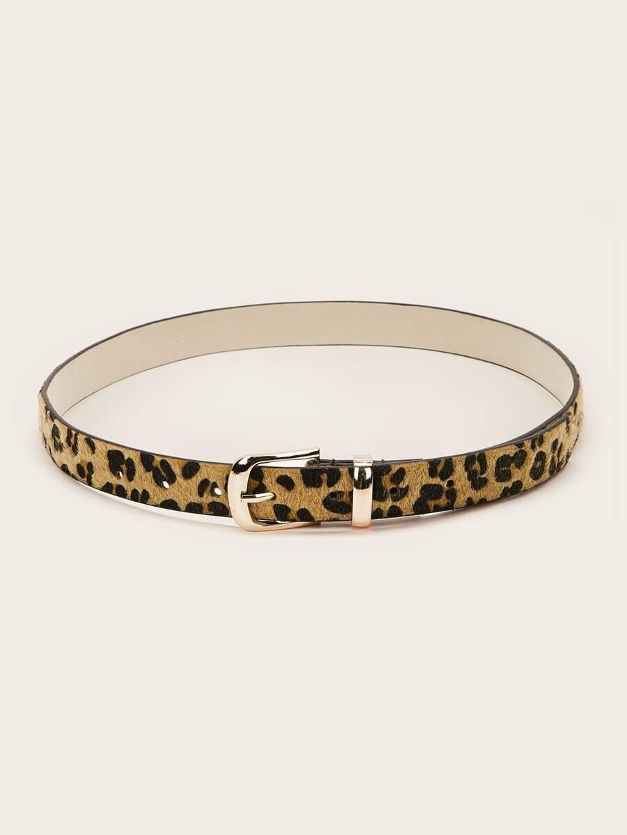 Leopard Pattern Metal Buckle Belt