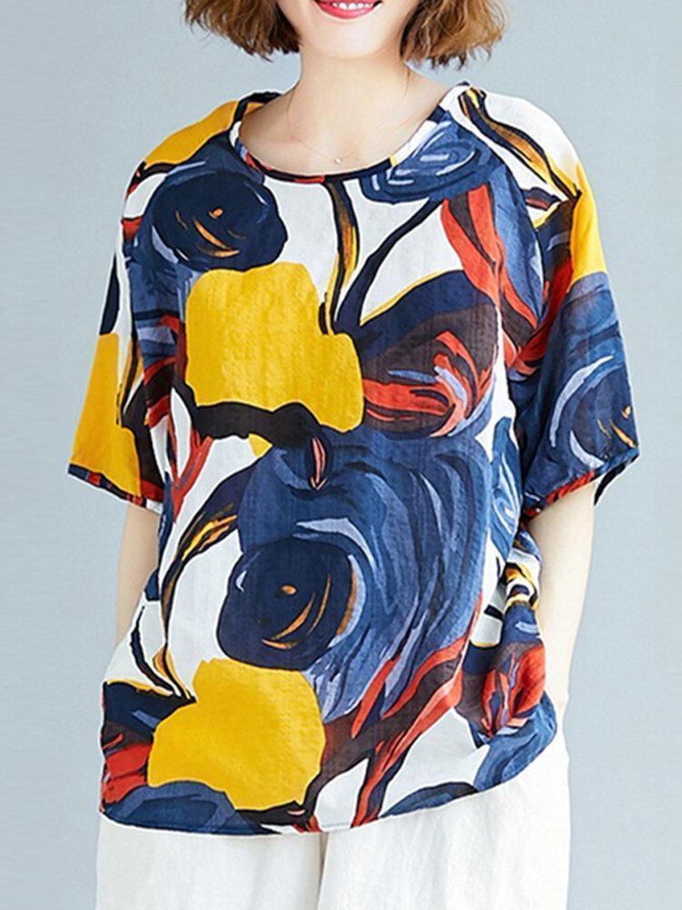 Casual Printed O-neck Overhead Short Sleeve T-Shirt