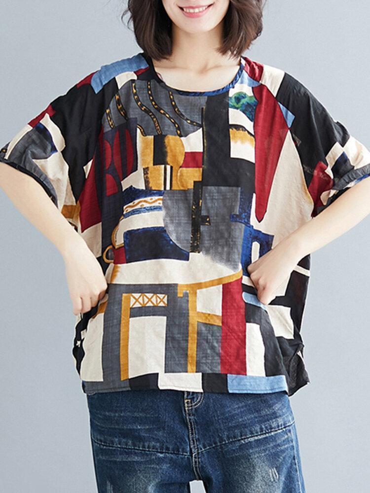 Casual Printed O-neck Overhead Short Sleeve T-Shirt