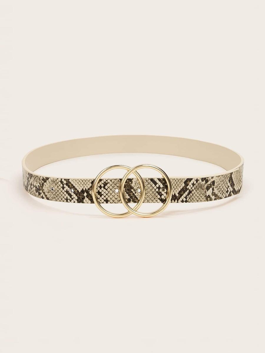 Snakeskin Pattern Double O-ring Buckle Belt