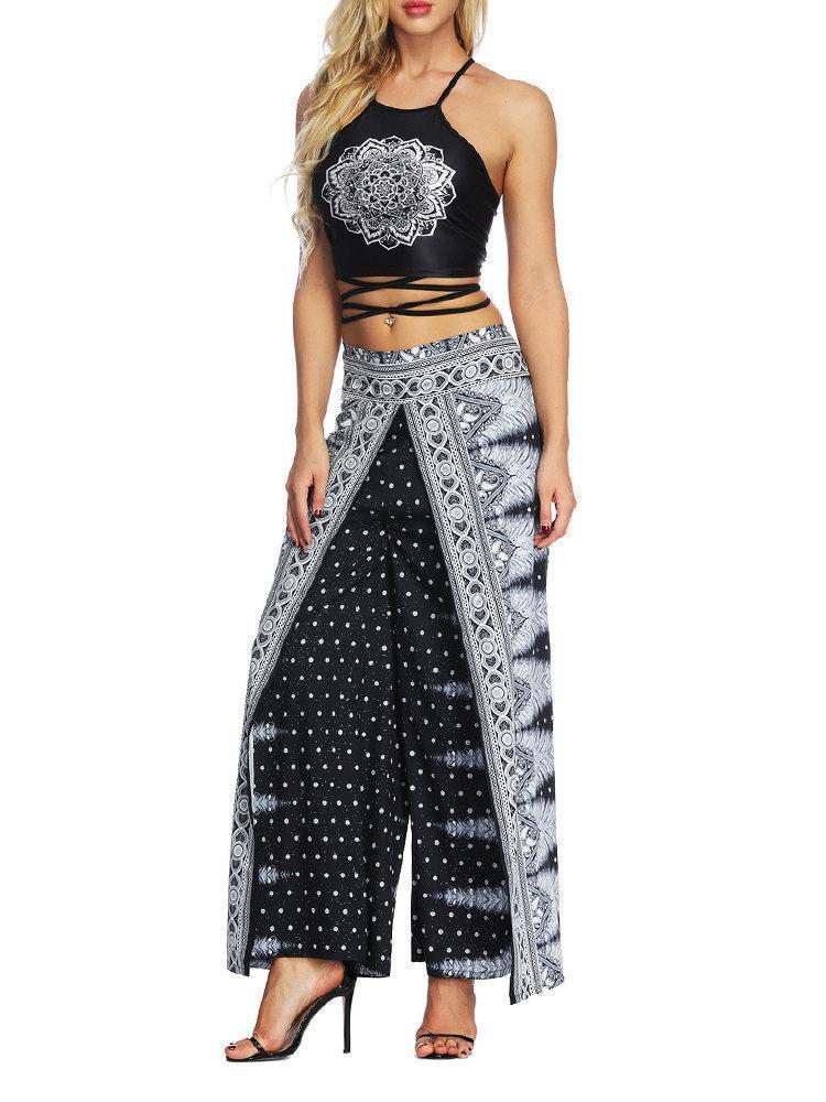 Boho Vintage Wide Leg Yoga Pants