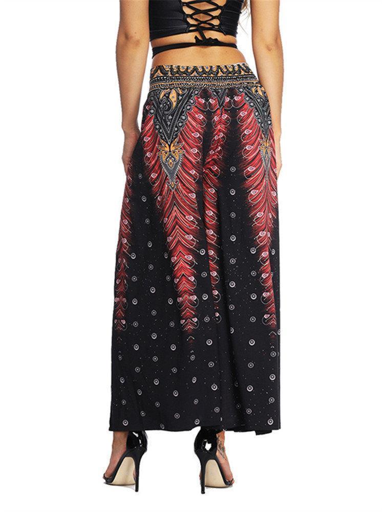 Boho Print Inregular Wide Leg Yoga Pants