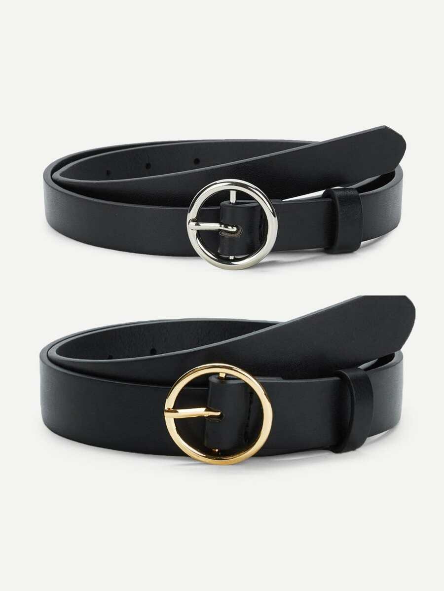 Circle Buckle Belt 2pcs