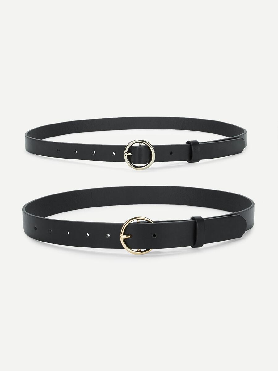 Circle Buckle Belt 2pcs